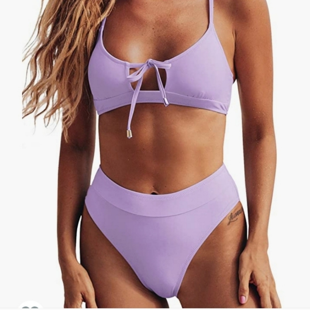 CUPSHE Women's Lavender High Waisted Bikini Size XS